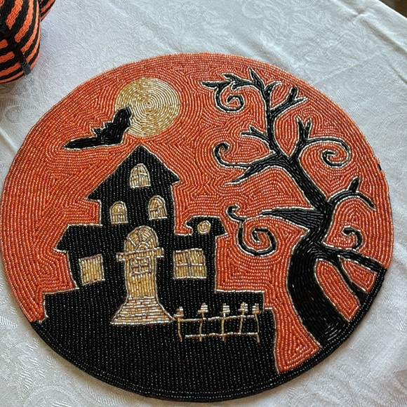 Jack o’ lantern lane Other - Jack O’ Lantern Lane Orange 15” Beadwork poly placemat decor